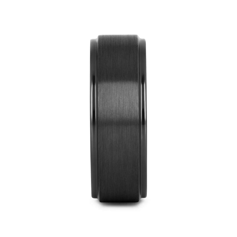 Memphis black titanium ring, front view