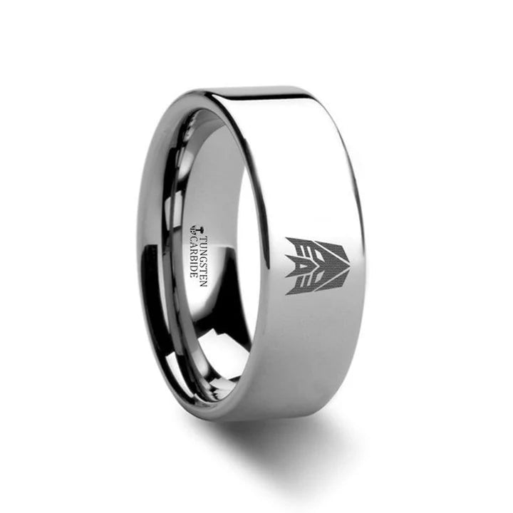 Decepticon Transformers Symbol Super Hero Movie Tungsten Carbide Ring - 2mm - 12mm