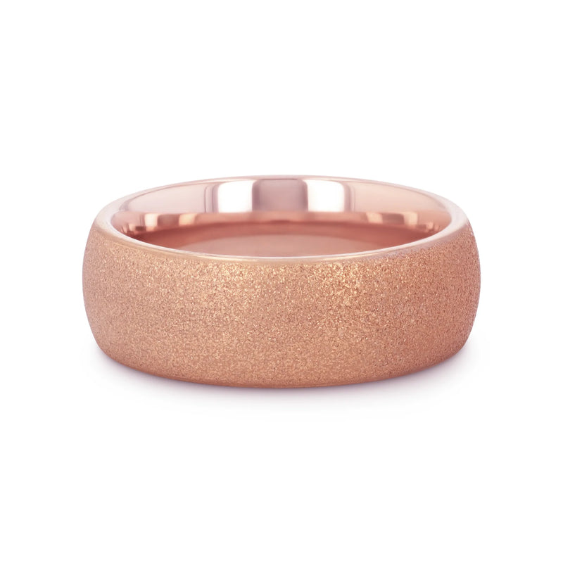 Rimaz Domed Tungsten Ring with Rose Gold and Sandblasted Crystalline Finish 2mm - 8mm