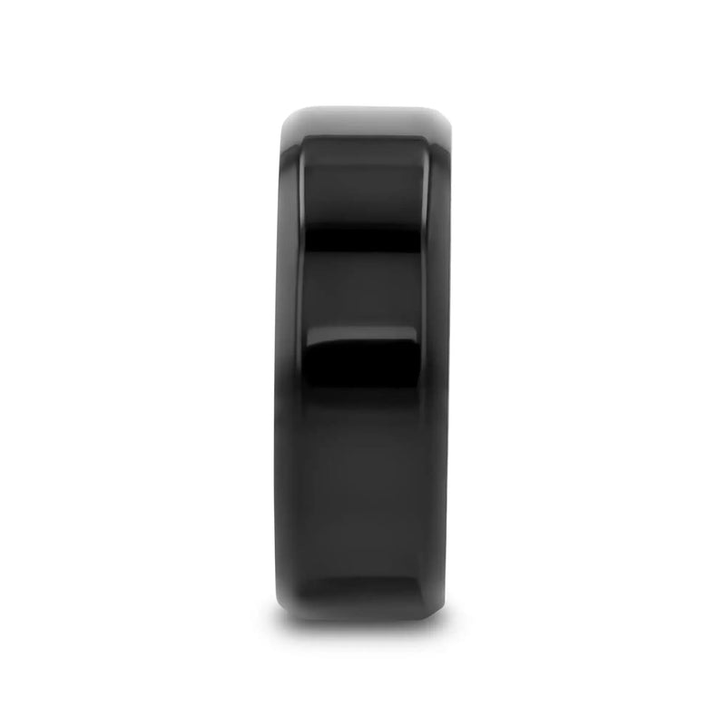 Theseus black titanium ring, front view