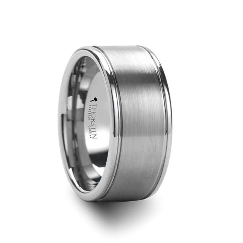 Parra Satin Finish Tungsten Carbide Wedding Band with Side Grooves- 6mm - 10mm
