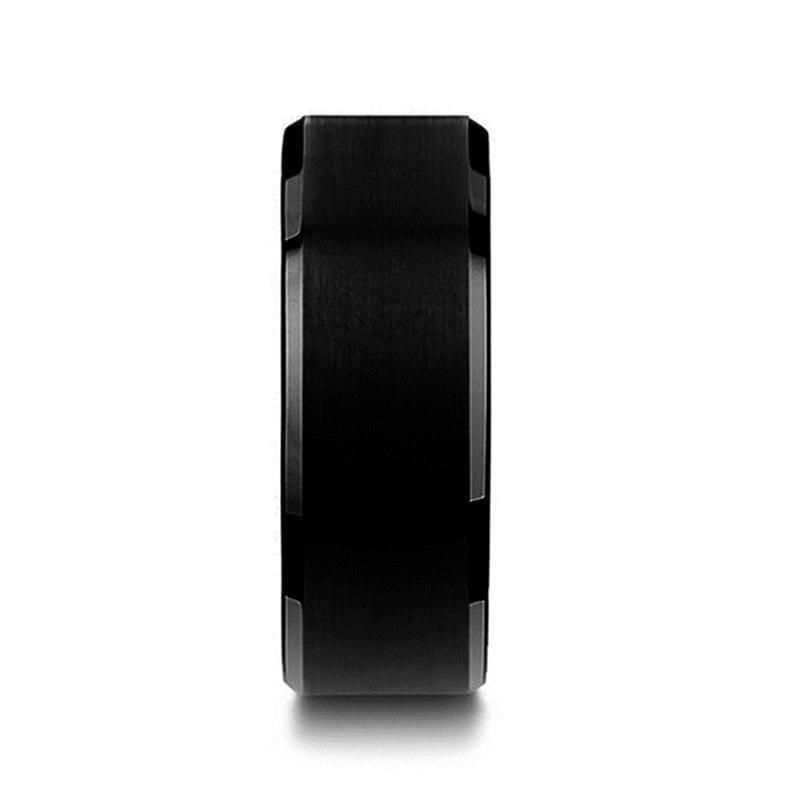 ABBEY Classic Black Tungsten Ring mit polierten Kanten und gebürsteter Mitte 4mm-10mm