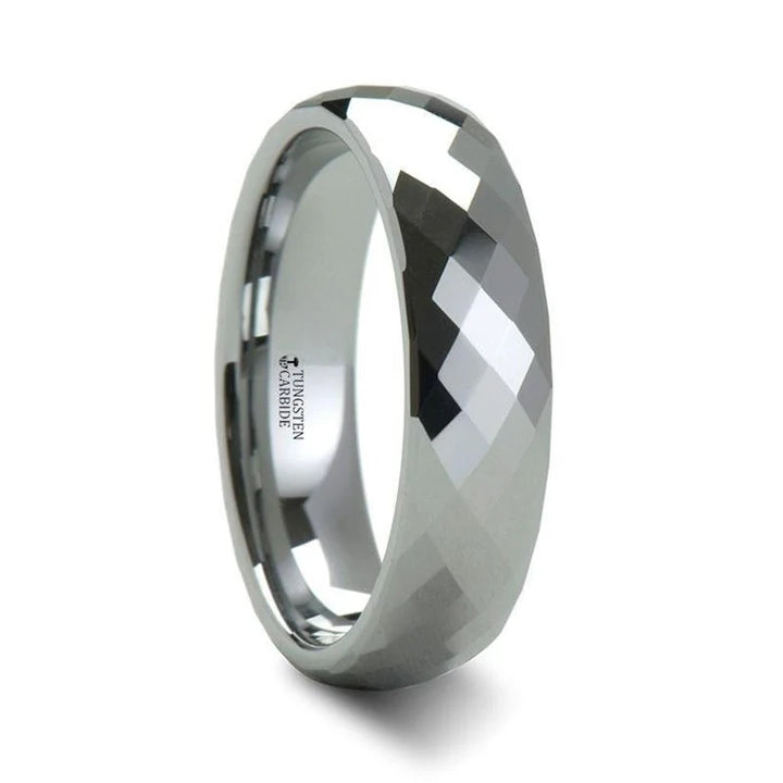 Raja 288 Diamond Faceted Women's Tungsten Carbide Wedding Ring - 4mm & 6mm