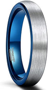 LUKAS Domed Tungsten Wedding Ring With Blue Inside & Brushed Finish 4mm - 8mm