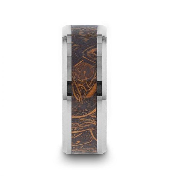 Luxor tungsten ring with stone inlay, front view