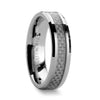 LINO Beveled White Carbon Fiber Inlaid Tungsten Wedding Band 4mm - 12mm