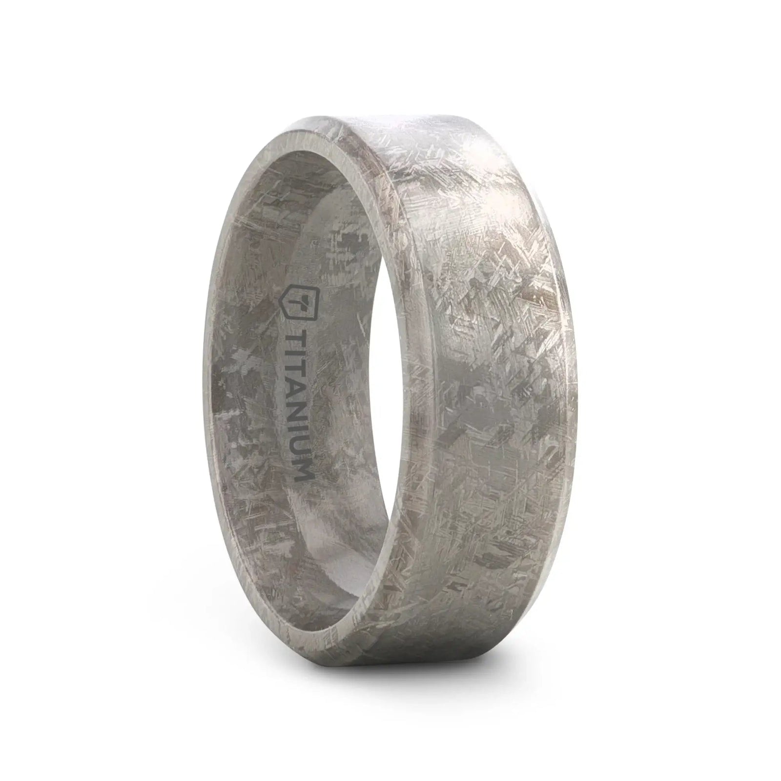 Orion titanium meteorite ring, side view