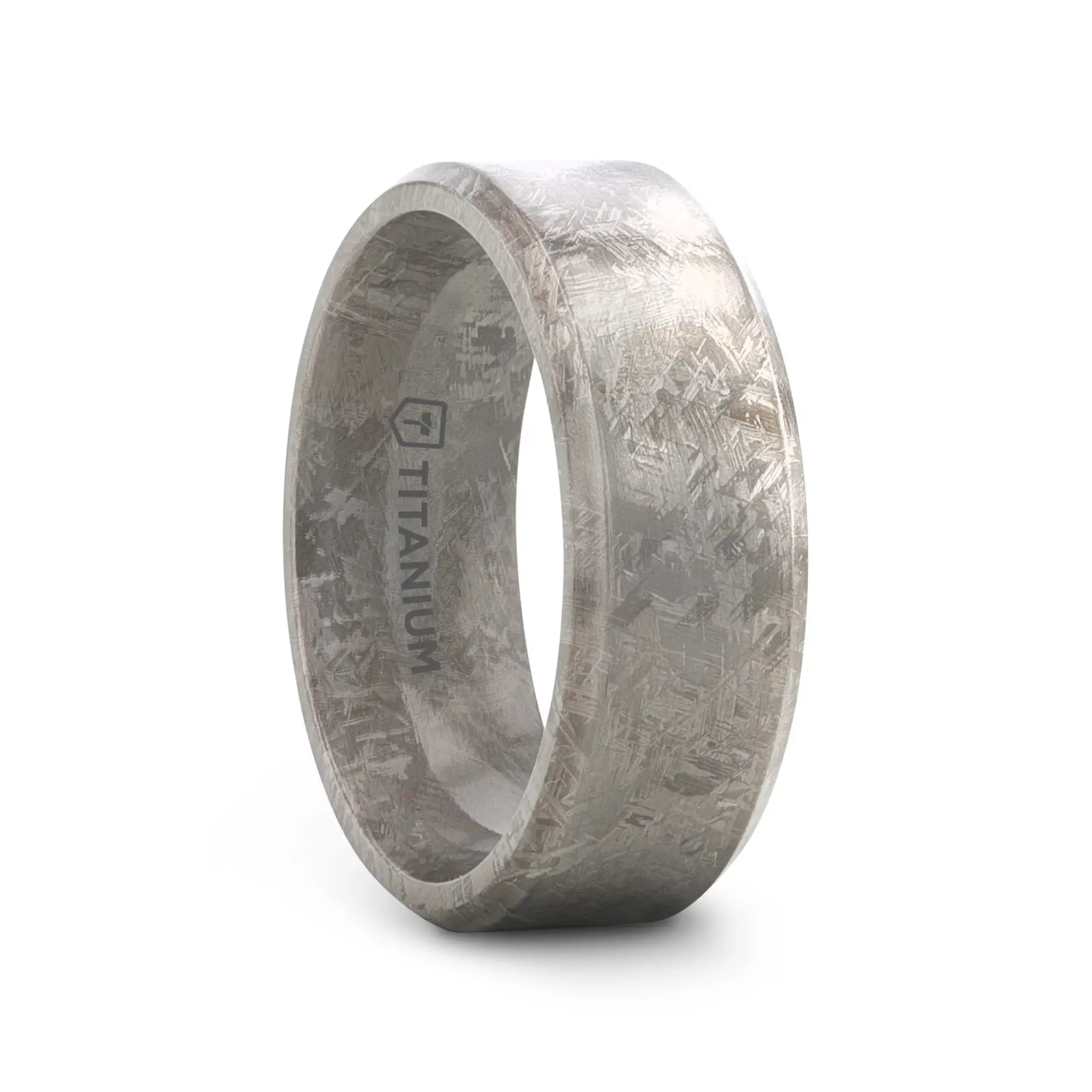 Orion titanium meteorite ring, side view