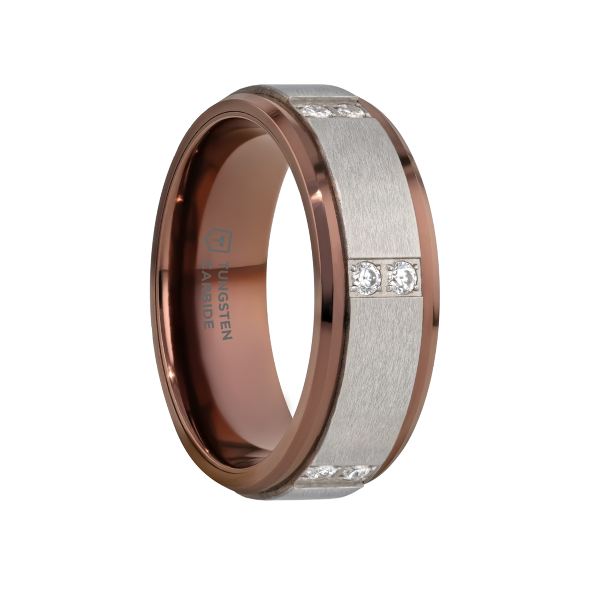 BEOWULF Raised Center Brushed Espresso Tungsten Carbide Wedding Band