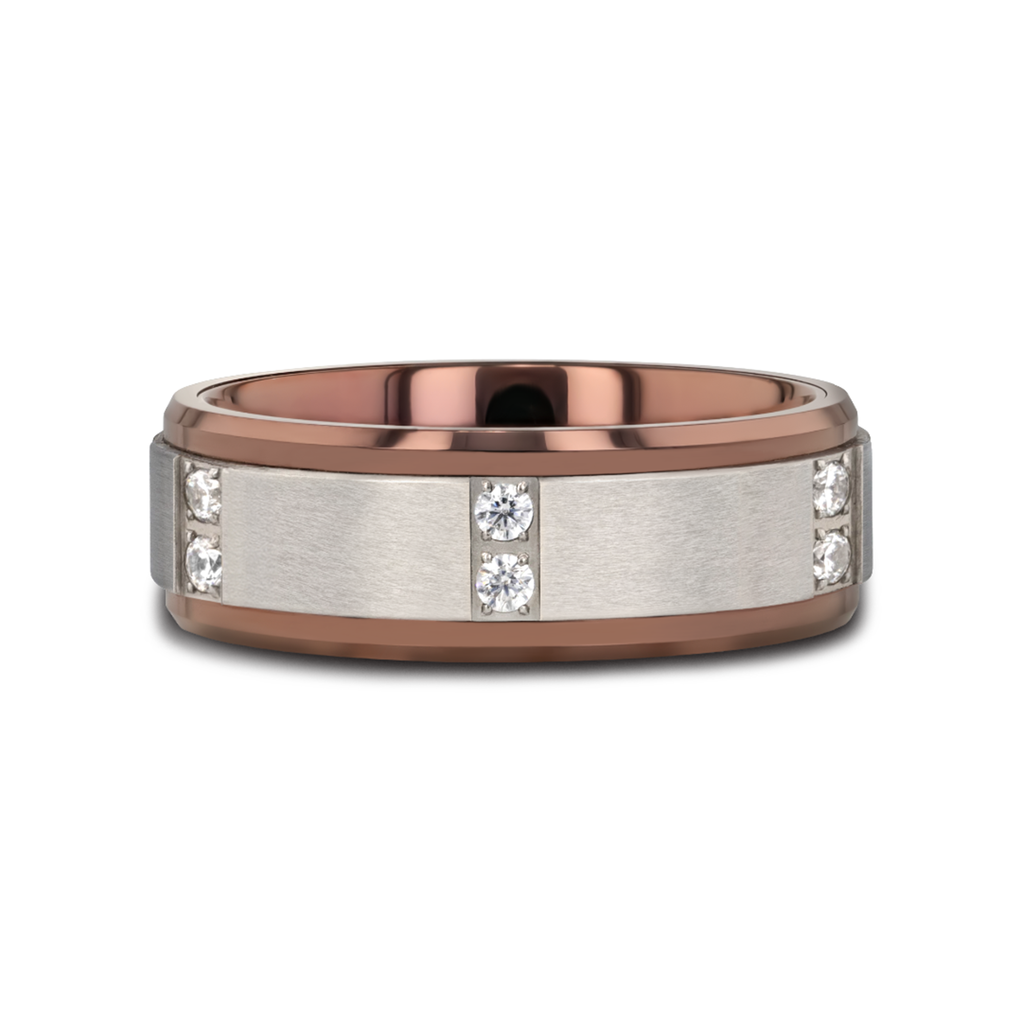 BEOWULF Raised Center Brushed Espresso Tungsten Carbide Wedding Band