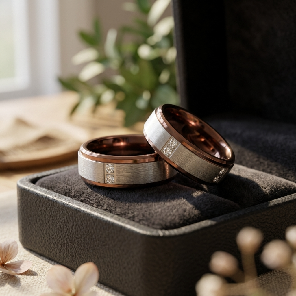 BEOWULF Raised Center Brushed Espresso Tungsten Carbide Wedding Band