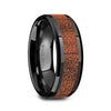 Pascal Men’s Beveled Black Ceramic Wedding Band With Orange Goldstone Inlay - 8mm