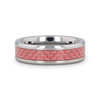 CARISE Pink Carbon Fiber Inlaid Beveled Tungsten Wedding Band 4mm & 6mm