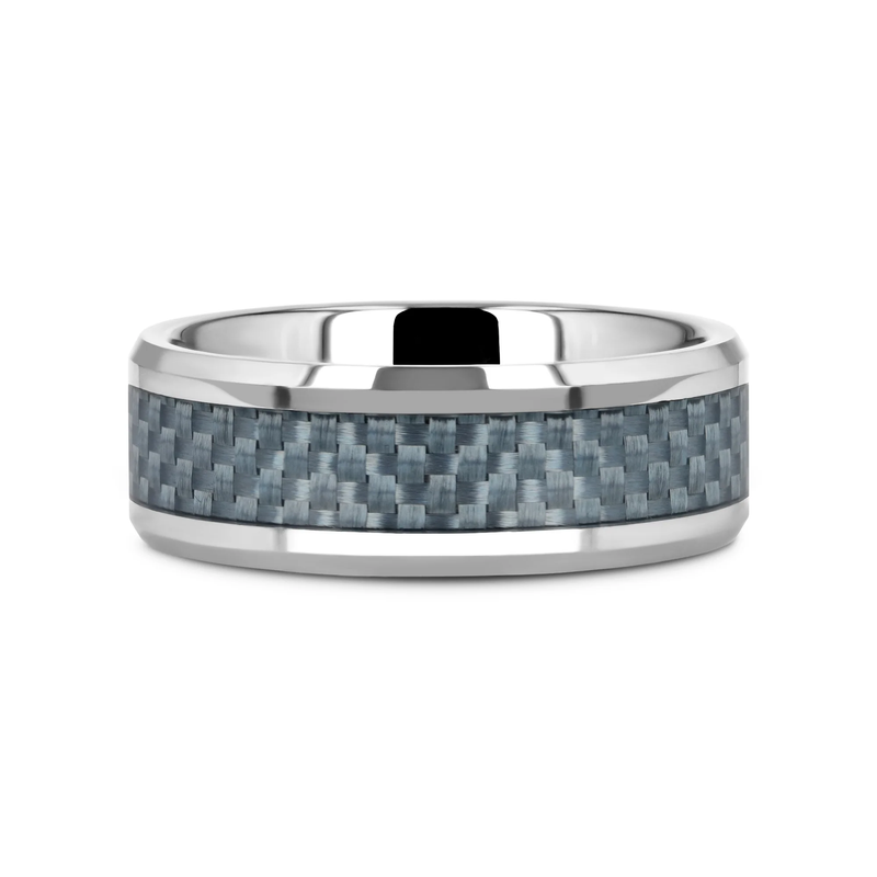 Nashville Blue Carbon Fiber Inlaid Tungsten Carbide Wedding Band - 4mm - 10mm