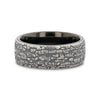 BROOKSTONE Black Tungsten Wedding Band with Sterling Silver Stonework Pattern