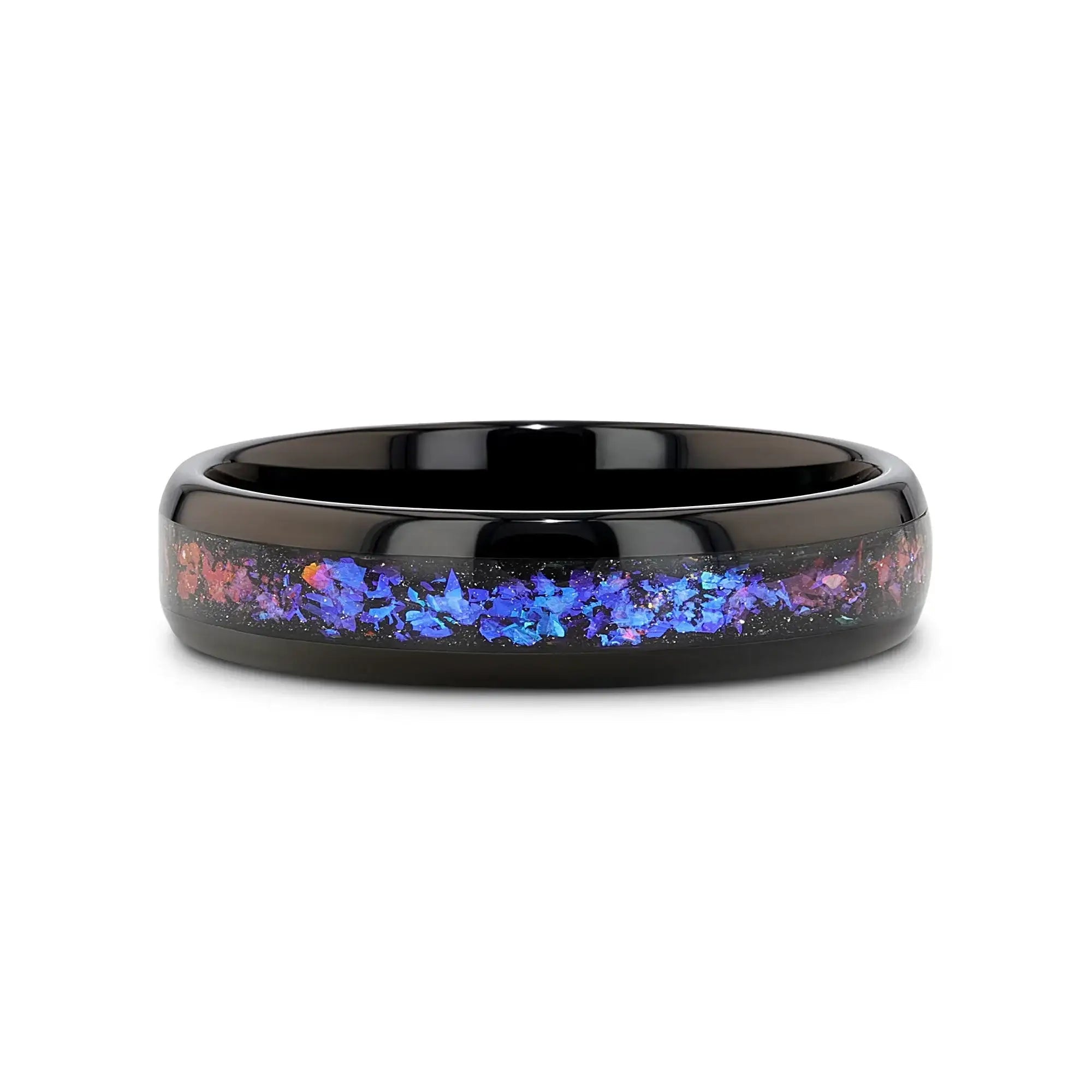 Naxos black tungsten alexandrite ring, 4mm flat lay