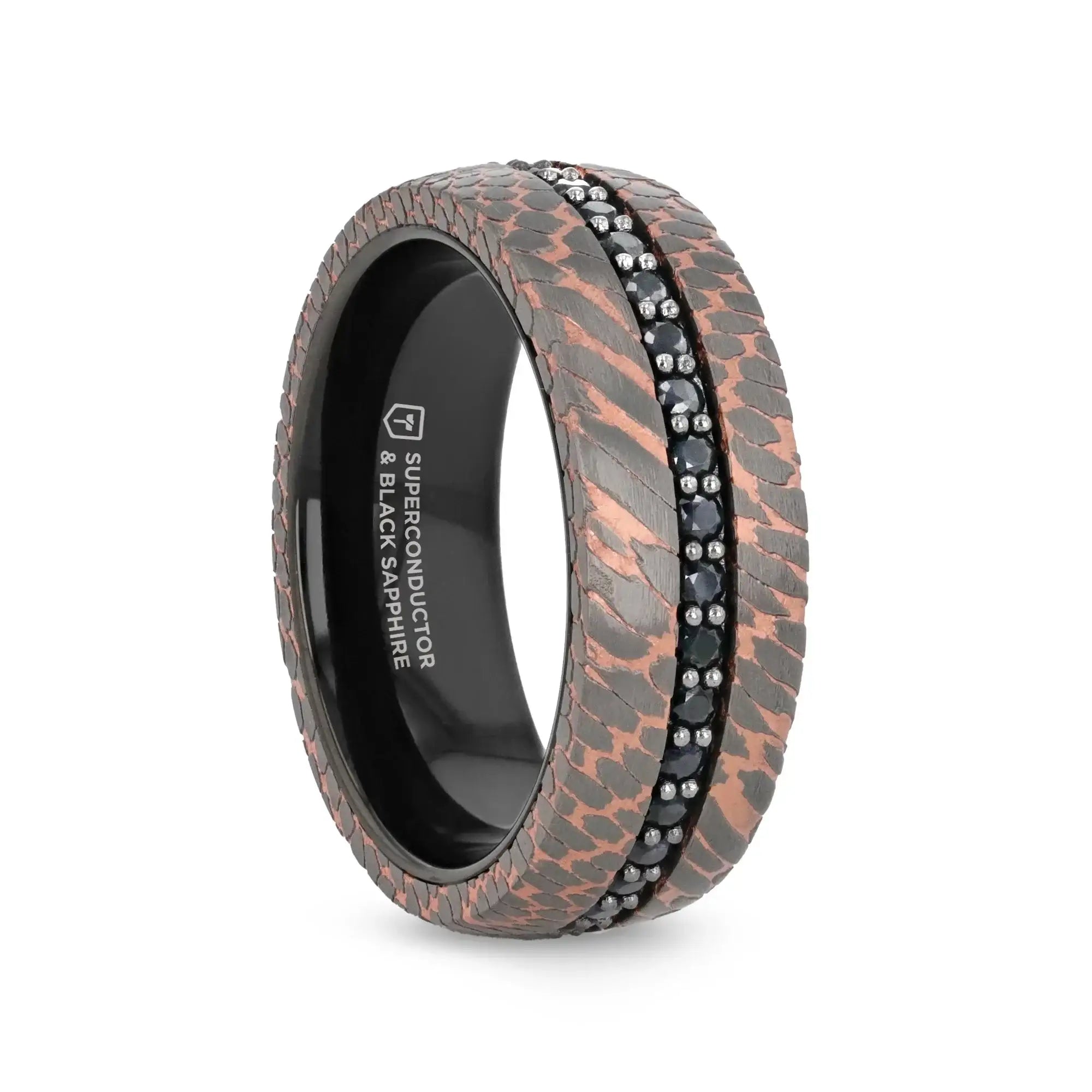 CHARGER Black Tungsten Ring with Superconductor Finish and Black Sapphires