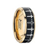 Troy gold-plated tungsten ring with engraved crosses, front view