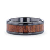 Oslo Black Titanium Wedding Band with Exotic Mahogany Hardwood Inlay - 8mm