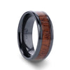 Oslo Black Titanium Wedding Band with Exotic Mahogany Hardwood Inlay - 8mm