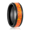 Petros Black Beveled Tungsten Ring with Orange Opal Inlay - 8mm