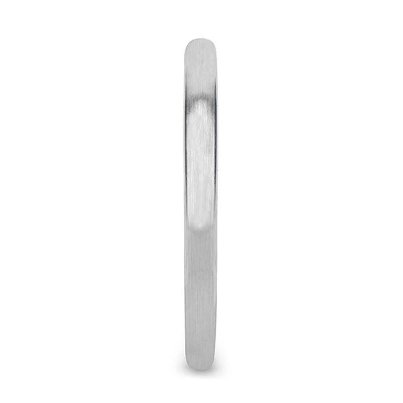 Domed White Tungsten Carbide Ring with Brushed Finish for Her - 2mm