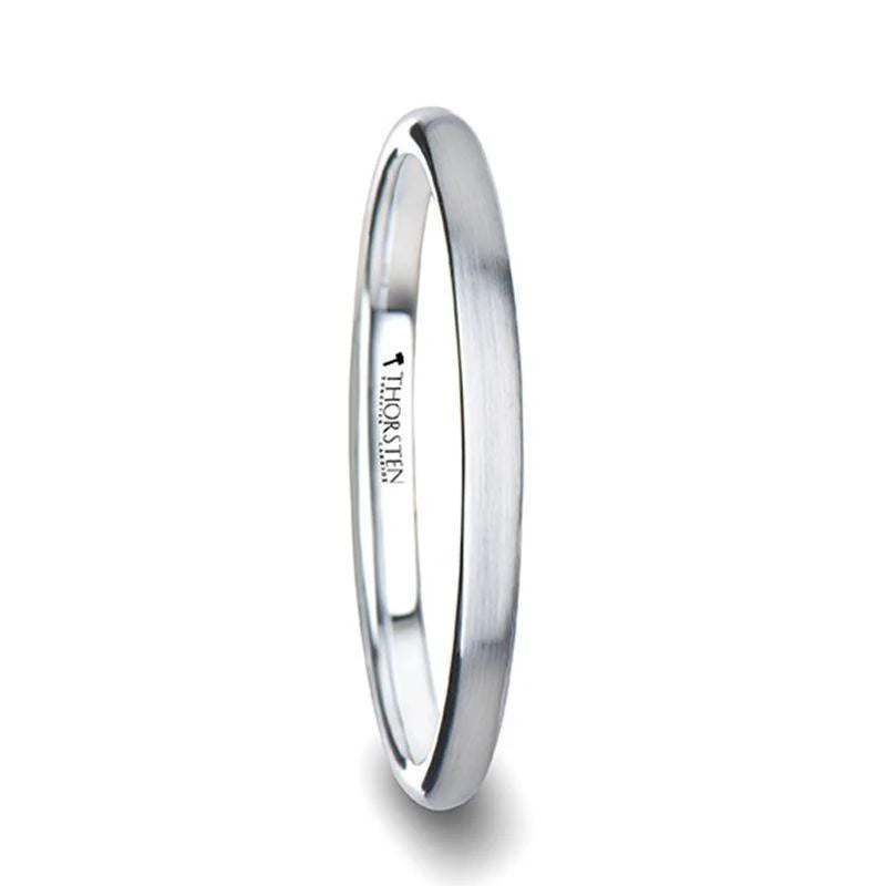 Pam Domed White Tungsten Carbide Wedding Ring with Brushed Finish for Her - 2mm