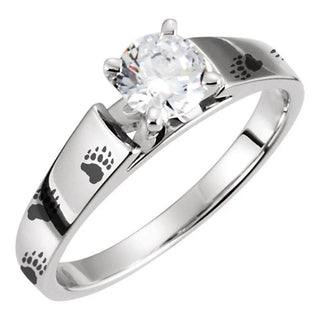 Nyoka Engraved Engagement Ring Animal Print Track Solitaire Outdoors Woman - 2mm - 2mm / 5