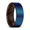 Daxton Blue Brushed Flat Tungsten Ring with Wenge Wood Sleeve - 6mm & 8mm