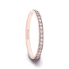 Flat Polished Rose Gold Plated Titanium Women's Wedding Ring With Small Lab-Created White Diamonds Setting - 2mm