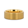 Gold Plated Flat Brushed Finished Tungsten Wedding Ring - 4mm 6mm & 8mm