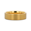 Gold Plated Flat Brushed Finished Tungsten Wedding Ring - 4mm 6mm & 8mm