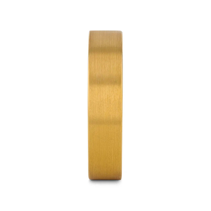 Gold Plated Flat Brushed Finished Tungsten Wedding Ring - 4mm 6mm & 8mm