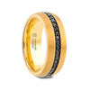 Gold Plated Tungsten Ring with Black Sapphires - 8mm