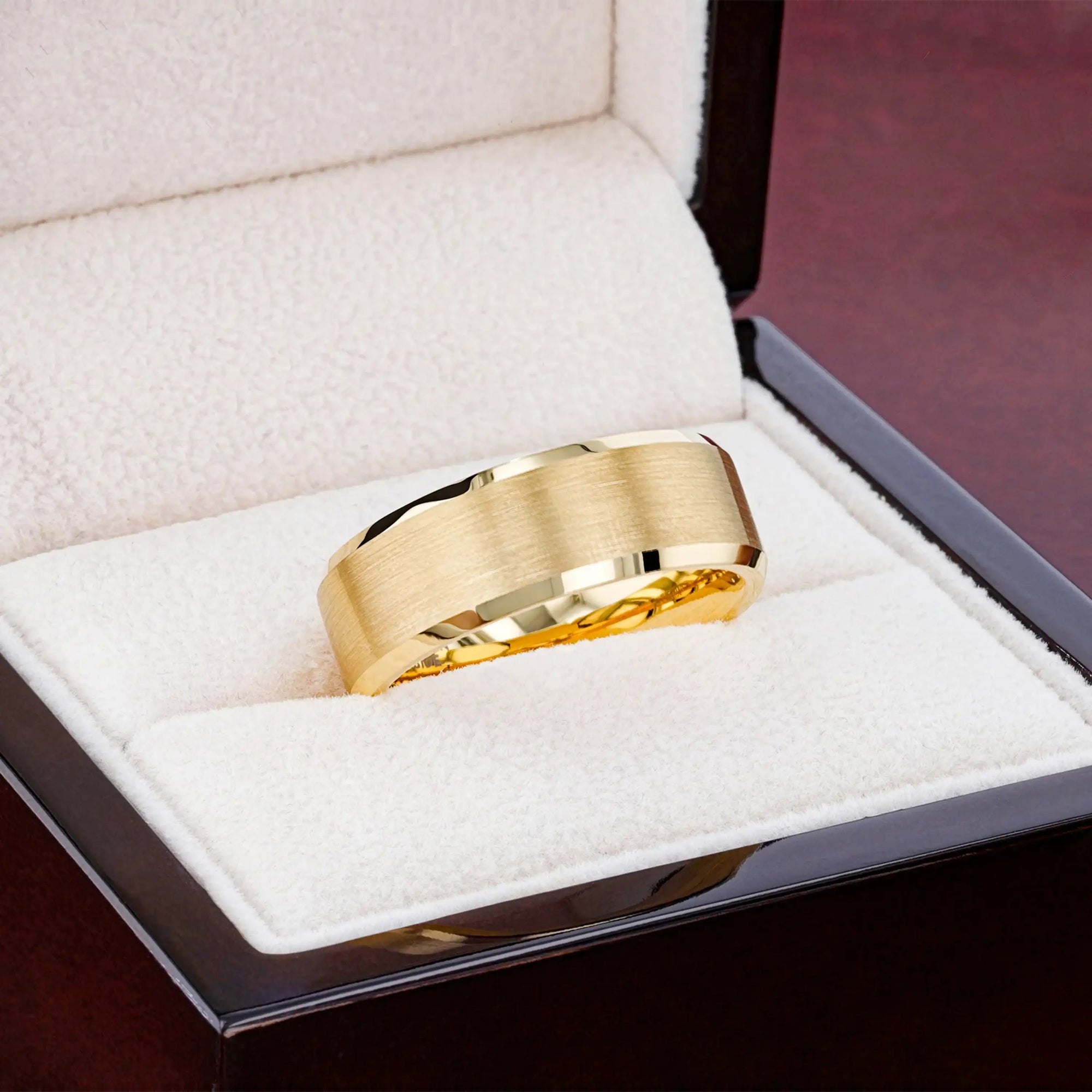 Alexandria gold-plated tungsten ring, side view