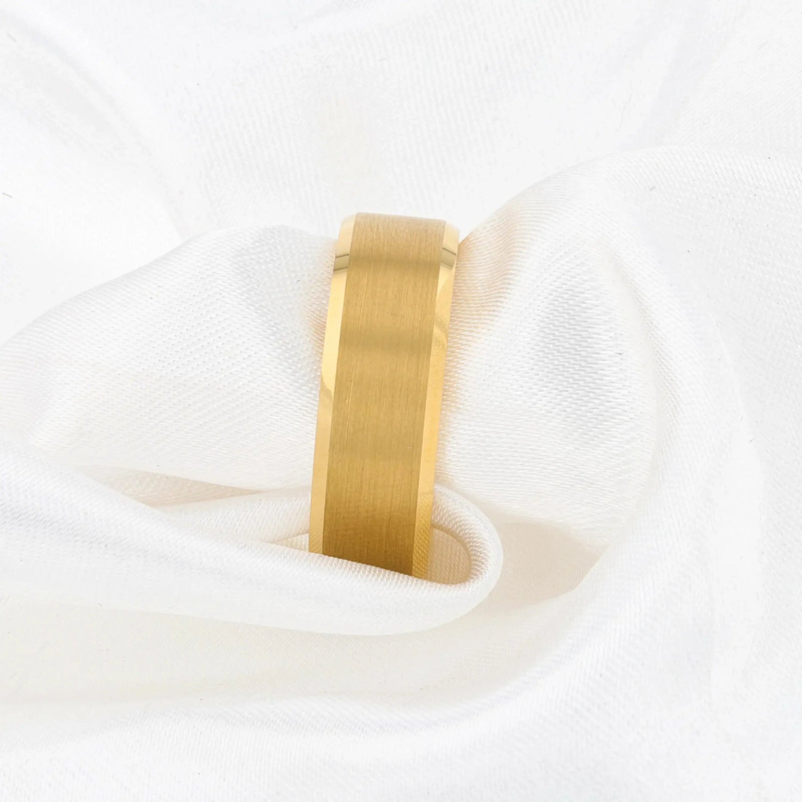 Alexandria gold-plated tungsten ring, angled view