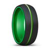 Thanos Black Domed Brushed Tungsten Wedding Band Green Groove 6mm - 8mm