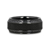 Thebes black titanium steel chain ring, angle view