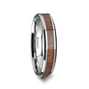 Mens Tungsten Carbide Koa Wood Inlaid Wedding Ring With Beveled Edges 4mm - 12 mm