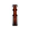 Kapono Mens Tungsten Carbide Koa Wood Inlaid Wedding Ring Beveled Edges 4mm - 12 mm