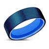 Dinos Blue Brushed Flat Tungsten Carbide Wedding Band - 6mm - 10mm