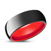 MABON Black Polished Domed Tungsten Ring Red Aluminum Inside - 6mm - 10mm