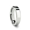 Ladies White Tungsten Wedding Band with Beveled Edges - 4mm - 6mm