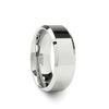 Ladies White Tungsten Wedding Band with Beveled Edges - 4mm - 6mm
