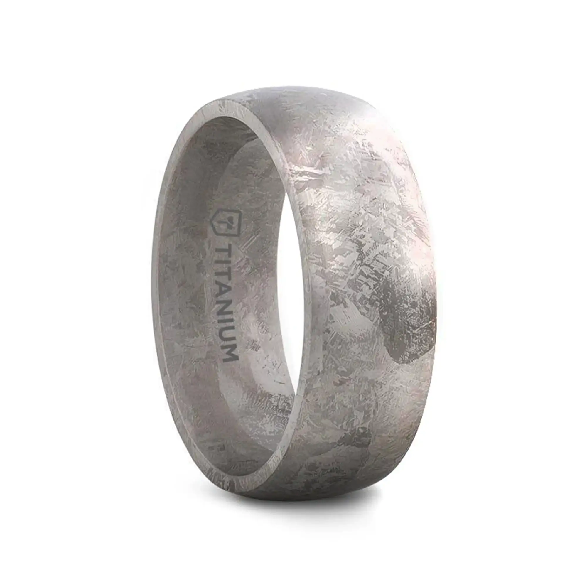Draco titanium meteorite ring, side view