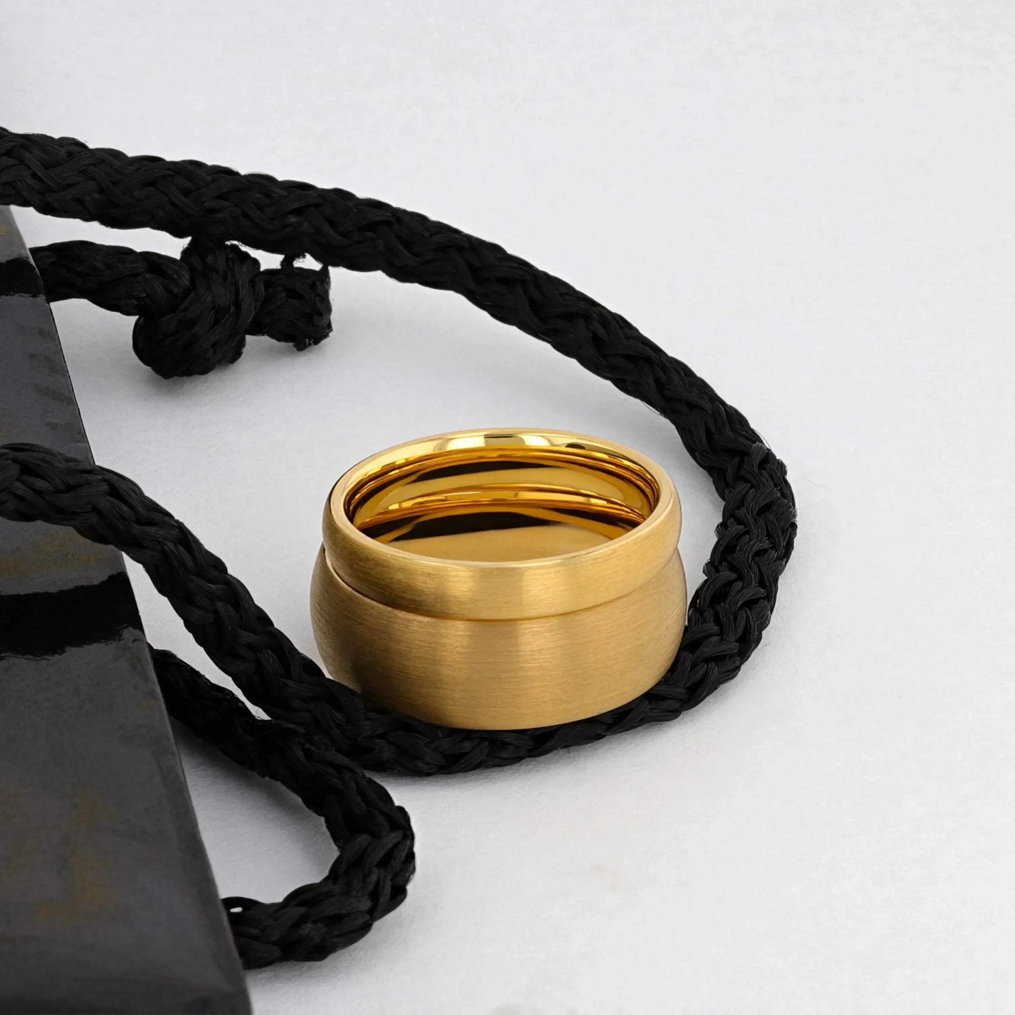 Nubia gold-plated tungsten ring, front view