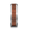 Men’s Polished Finish Beveled Edges Tungsten Wedding Band with Orange Goldstone Inlay - 8mm