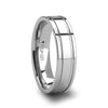 Makoa Dual Offset Grooves Men’s Tungsten Wedding Band - 6mm or 8mm