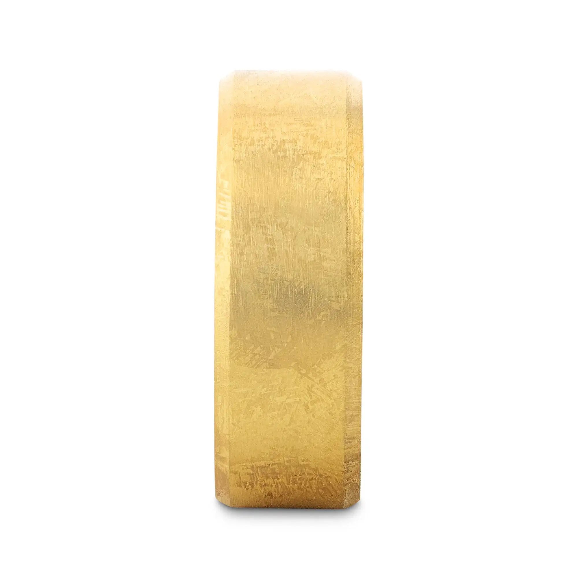 Theron gold-plated titanium meteorite ring, front view