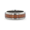 Orlando Koa Wood Inlaid Titanium Wedding Band With Intricate Edges - 6mm - 10mm